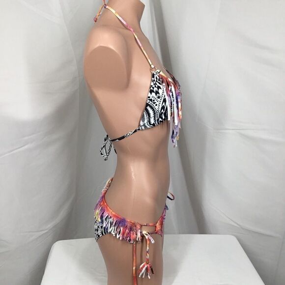 Raisins Printed Slide Bra Bikini Set With Fringe E - Picture 2 of 7